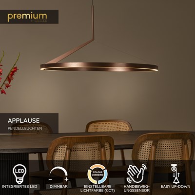 Lucide APPLAUSE - Pendelleuchten - Ø 80 cm - LED Dim. - CCT - 1x50W 2700K/4000K - Hand-Bewegungssensor - Kaffee | Premium